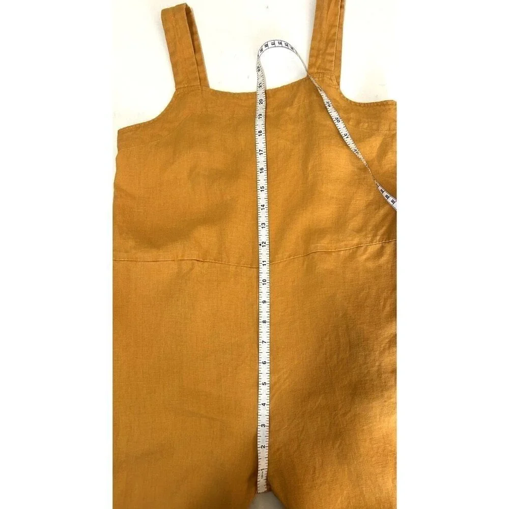 EVERLANE Linen Jumpsuit Wide Leg Square Neck Pockets Size 0 Preppy Granola Artsy
